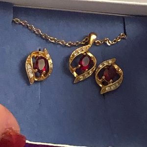 Avon July birthstone Earrings and Necklace set